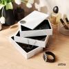 Umbra Spindle Jewlery Box, Stacked Jewelry Box with Three Compartments, High-gloss Finish, White(7.5 x 4.5 x 5 inches)