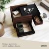Umbra Stowit Jewelry Box – Modern Keepsake Storage Organizer with Hidden Compartment Drawers for Ring, Bracelet, Watch, Necklace, Earrings, and Accessories, Black/Walnut(Black/Walnut)