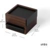 Umbra Stowit Jewelry Box – Modern Keepsake Storage Organizer with Hidden Compartment Drawers for Ring, Bracelet, Watch, Necklace, Earrings, and Accessories, Black/Walnut(Black/Walnut)