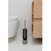 Umbra Touch Toilet Brush with Holder/Stand – Durable, Slim Cleaning Tool with Dense Bristles – Removes Stubborn Stains, White(Gray)