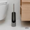 Umbra Touch Toilet Brush with Holder/Stand – Durable, Slim Cleaning Tool with Dense Bristles – Removes Stubborn Stains, White(Gray)