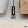 Umbra Touch Toilet Brush with Holder/Stand – Durable, Slim Cleaning Tool with Dense Bristles – Removes Stubborn Stains, White(Gray)