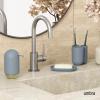 Umbra Touch Toothbrush Holder and Toothpaste Organizer – Modern Bathroom Storage with Three Comparments, Grey(Slate Blue)