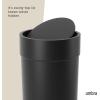 Umbra Touch Trash Can, Small 1.6-Gallon Garbage Bin with Swing Lid, Waste Basket for Bathroom or Office, Black(Black)
