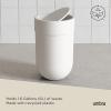 Umbra Touch Trash Can, Small 1.6-Gallon Garbage Bin with Swing Lid, Waste Basket for Bathroom or Office, Black(White)