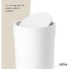 Umbra Touch Trash Can, Small 1.6-Gallon Garbage Bin with Swing Lid, Waste Basket for Bathroom or Office, Black(White)