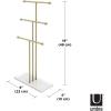 Umbra Trigem Hanging Jewelry Organizer Tiered Tabletop Countertop Free Standing Necklace Holder Display, 3, Brass/White(White/Brass (Legacy))