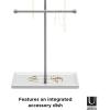 Umbra Trigem Hanging Jewelry Organizer Tiered Tabletop Countertop Free Standing Necklace Holder Display, 3, Brass/White(White/Nickel)