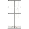 Umbra Trigem Hanging Jewelry Organizer Tiered Tabletop Countertop Free Standing Necklace Holder Display, 3, Brass/White(White/Nickel)