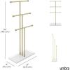 Umbra Trigem Hanging Jewelry Organizer Tiered Tabletop Free Standing Necklace Holder Display, White/Nickel(White/Gold)