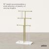 Umbra Trigem Hanging Jewelry Organizer Tiered Tabletop Free Standing Necklace Holder Display, White/Nickel(White/Gold)