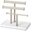 Umbra Trigem Three Tiered Tabletop Organizer for Necklace, Bracelets and Earrings, 3, White Nickel(White/Nickel)