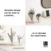 Umbra Trigg Desktop Planter Vase & Geometric Container-for Succulent, Air, Mini Cactus, Faux Plants and More, Desk, White/Brass