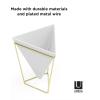 Umbra Trigg Desktop Planter Vase & Geometric Container-for Succulent, Air, Mini Cactus, Faux Plants and More, Desk, White/Brass