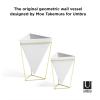 Umbra Trigg Desktop Planter Vase & Geometric Container-for Succulent, Air, Mini Cactus, Faux Plants and More, Desk, White/Brass