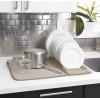 Umbra UDRY, 24 x 18 inches Rack and Microfiber Dish Drying Mat-Space-Saving Lightweight Design Folds Up for Easy Storage, Black(Latte)