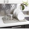 Umbra UDRY Rack and Microfiber Dish Drying Mat-Space-Saving Lightweight Design Folds Up for Easy Storage, Large, Light Grey(Light Grey)