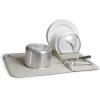 Umbra UDRY Rack and Microfiber Dish Drying Mat-Space-Saving Lightweight Design Folds Up for Easy Storage, Large, Light Grey(Light Grey)