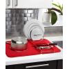 Umbra UDRY Rack and Microfiber Dish Drying Mat-Space-Saving Lightweight Design Folds Up for Easy Storage, Large, Light Grey(Red)