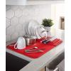 Umbra UDRY Rack and Microfiber Dish Drying Mat-Space-Saving Lightweight Design Folds Up for Easy Storage, Large, Light Grey(Red)