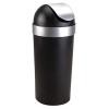 Umbra Venti 16-Gallon Swing Top Kitchen Trash Can Large, 35-inch Tall Garbage Can for Indoor, Outdoor or Commercial Use, Black/Nickel