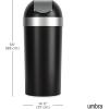 Umbra Venti Kitchen Trash Can with Swing Top Lid, Large 16-Gallon (62 L) Capacity, Black/Nickel(Black/Nickel)