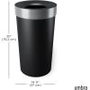 Umbra Vento Kitchen Trash Can with Open Top, Large 16-Gallon (62 L) Capacity, Sand(Black-Nickel)