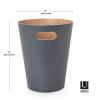 Umbra Woodrow 2-Gallon Modern Wooden Trash Can Wastebasket, Attractive Bin for Garbage or Recycling, Suitable for Home or Office, Dark Grey/Natural
