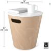 Umbra Woodrow, Modern Ottoman with Storage, Large Round Stool, Natural Wood/White(Natural/White)