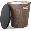 Umbra Woodrow, Modern Ottoman with Storage, Large Round Stool, Natural Wood/White(Walnut/Black)