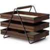 Umbra 1004037-048 Terrace Jewelry Tray – Three-Tier Jewelry Tray With Three Sliding Linen Lined Wood Trays With Metal Frame and Handle, Easy Storage and Access, Black/Walnut Finish(7 x 10 x 8 inches)