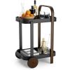 Umbra Bellwood Bar Cart, Serving Trolley, Side Table, Natural/White(Walniut/Black)
