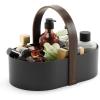 Umbra Bellwood Caddy, Organizer for Makeup and Cosmetics, Durable Rotating Container with Wooden Handle, Large, White/Natural(Black/Walnut)