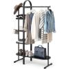 Umbra Bellwood Garment Rack Clothes Stand for Clothing, Coats, Dresses, with Shelf for Shoes and Accessories, White/Natural(Black)