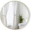 Umbra Hub Round Wall Mirror with Rubber Frame, Modern Style for Bathroom, Entryway, Living Room and More, 18-Inch, Black(Brass)