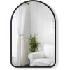Umbra Hubba Arched Wall Mirror with Metallic Frame, Modern Style for Bathroom, Entryway, Living Room and More, 34 x 36-Inch, Brass(Black)
