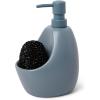 Umbra Joey Ceramic Liquid Soap Dispenser with Sponge Caddy, Ideal for Kitchen or Bathroom Use, Slate Blue