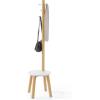 Umbra Pillar Coat Rack, Stool, Clothing Organizer, Umbrella Holder and Hat Organizer, Great for Entryway, Black/Walnut(White/Natural)
