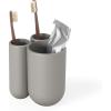 Umbra Touch Toothbrush Holder and Toothpaste Organizer – Modern Bathroom Storage with Three Comparments, Grey(Grey)