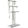Umbra Trigem Hanging Jewelry Organizer Tiered Tabletop Countertop Free Standing Necklace Holder Display, 3, Brass/White(White/Nickel)