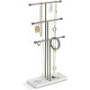 Umbra Trigem Hanging Jewelry Organizer Tiered Tabletop Free Standing Necklace Holder Display, White/Nickel(White/Nickel)