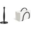 Umbra Tug Modern Stand Up Paper Towel Holder, Metallic Black & Squire Holder for Kitchen, Works with Square and Rectangular Napkins for Dinner, Luncheon or Cocktail, Black