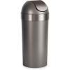 Umbra Venti Kitchen Trash Can with Swing Top Lid, Large 16-Gallon (62 L) Capacity, Black/Nickel(Pewter)