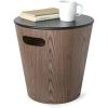Umbra Woodrow, Modern Ottoman with Storage, Large Round Stool, Natural Wood/White(Walnut/Black)