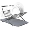 Umbra XDRY Dish Drying Rack and Microfiber Dish Mat – Space Saving Lightweight Design, Folds Up For Easy Storage, Charcoal
