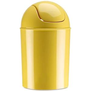 Umbra 1.25 Gallon Mini Waste Can with Removable Swing-Top Lid – Small Garbage Bin for Kitchen, Bathroom, Bedroom, Office – Compact Trash Can Fit Under Tables & Counters – Linen(Yellow)