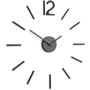 Umbra Blink Modern DIY 3D Wall Clock, Easy to Paste Wall Sticker Numbers, Frameless Large Decorative Wall Clock, Simple Indicators, Minimalist, Black(Black)