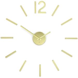 Umbra Blink Modern DIY 3D Wall Clock, Easy to Paste Wall Sticker Numbers, Frameless Large Decorative Wall Clock, Simple Indicators, Minimalist, Black(Brass)