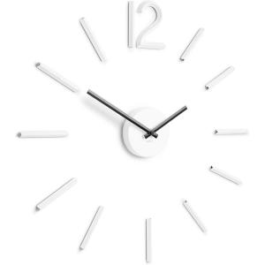 Umbra Blink Modern DIY 3D Wall Clock, Easy to Paste Wall Sticker Numbers, Frameless Large Decorative Wall Clock, Simple Indicators, Minimalist, Black(White)
