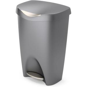 Umbra Brim Kitchen Trash Can 13 Gallon (50L) Waste Bin with Lid, Silver